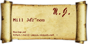 Mill János névjegykártya
